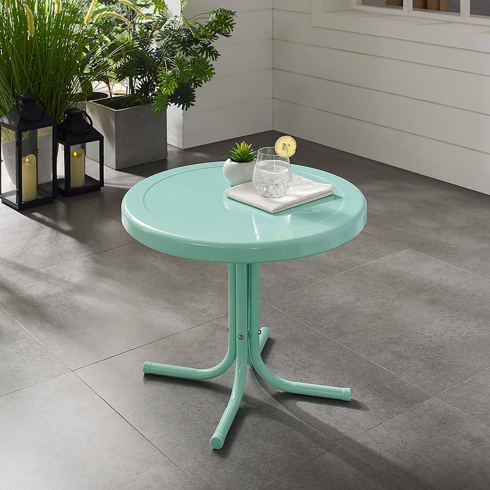 Alt View 3. Crosley Furniture - Griffith Retro Outdoor Side Table - Aqua Gloss.