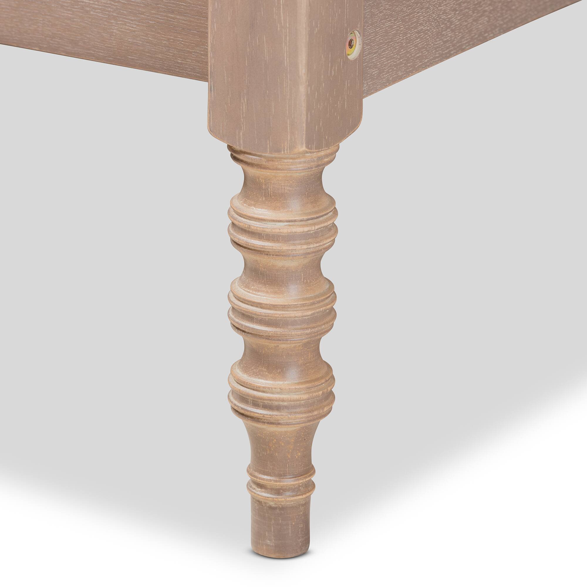 Back. Baxton Studio - Cielle French Bohemian Antique Oak Finished Wood Platform Bed Frame - Antique oak.