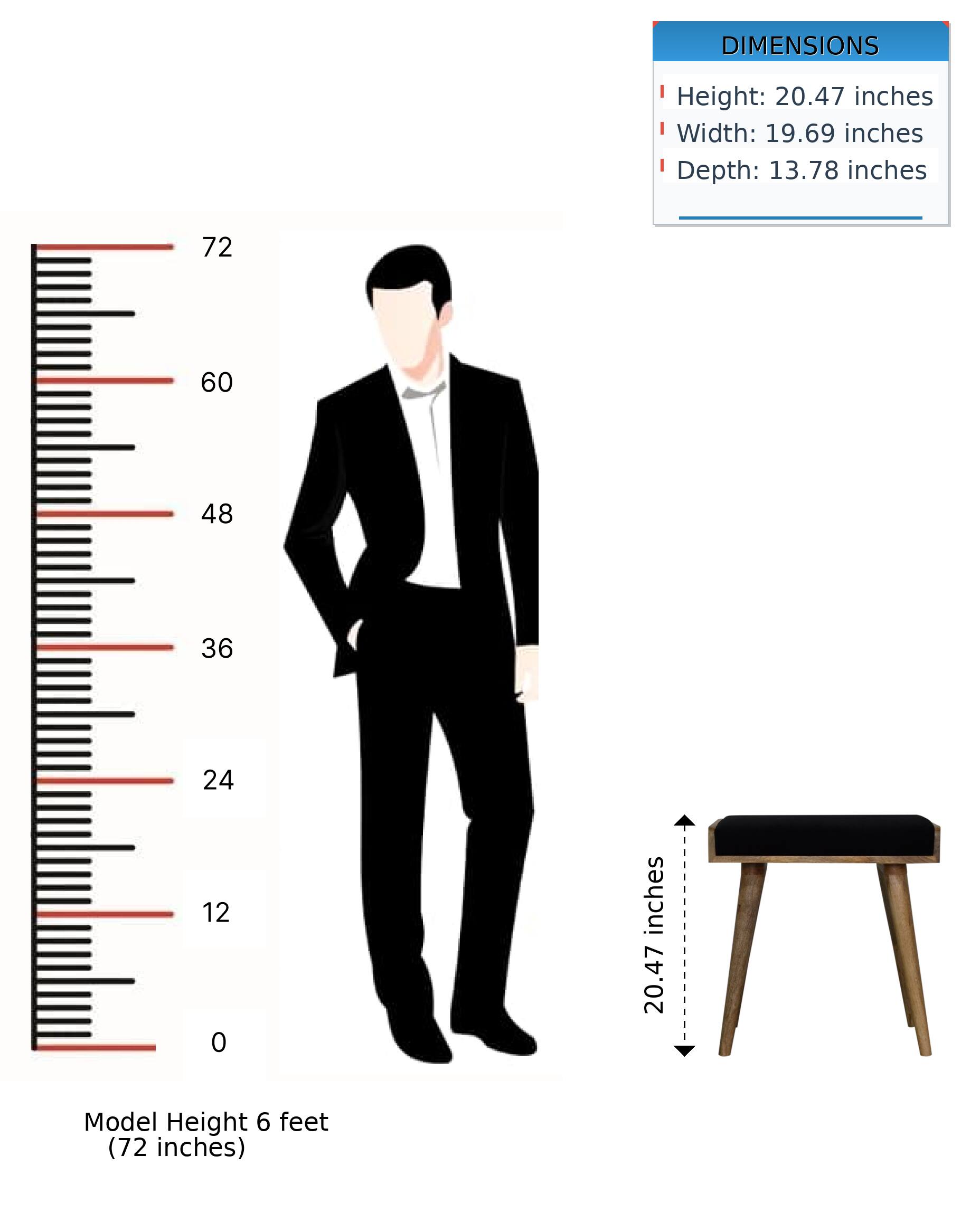 DIMENSIONS  
Height: 20.47 inches  
Width: 19.69 inches  
Depth: 13.78 inches  

Model Height 6 feet (72 inches)
