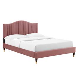 Modway - Juniper Channel Tufted Performance Velvet King Platform Bed - Red