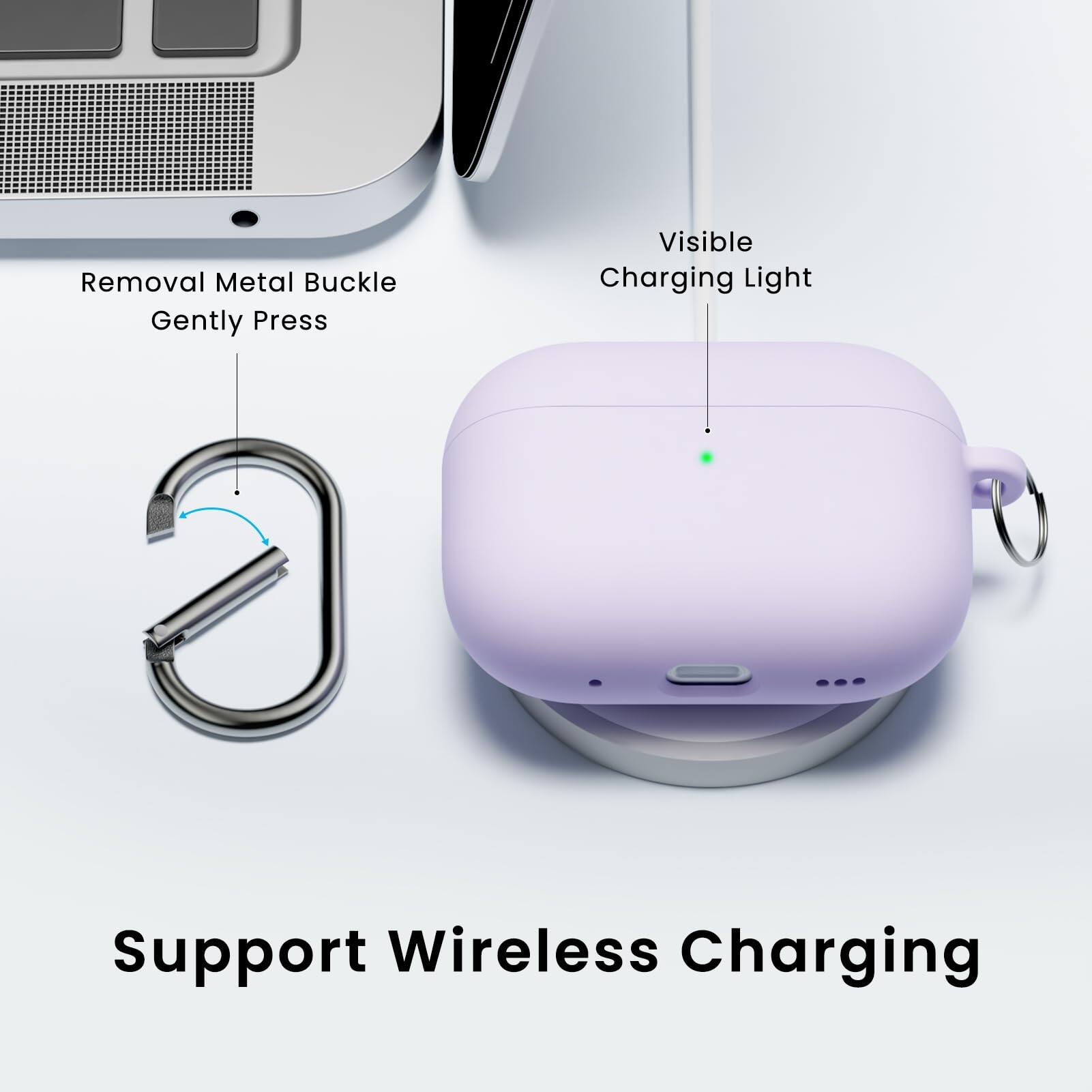 Support Wireless Charging, Removal Metal Buckle Gently Press, Visible Charging Light