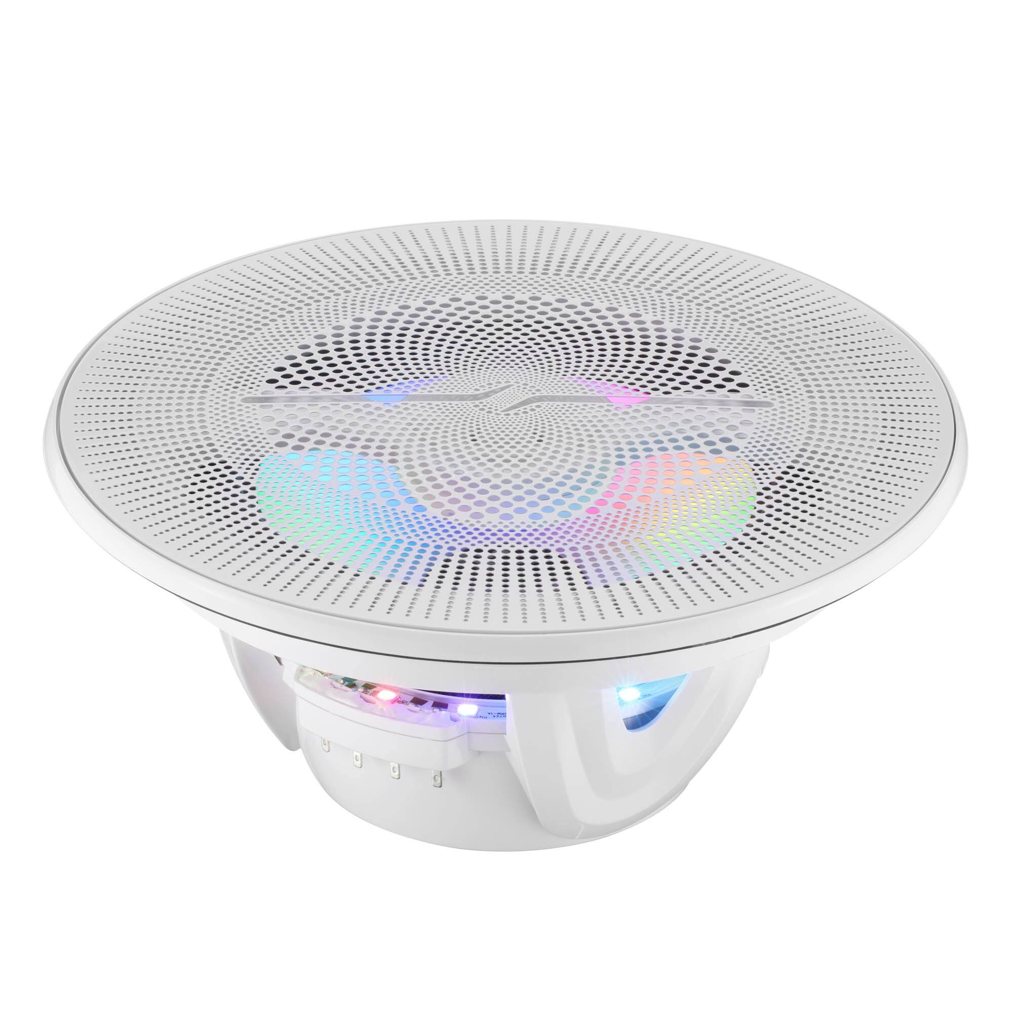Angle. DS18 Audio - NXL 8" 2-way Coaxial Speaker with Built-in Driver and Grille (Pair), 175W RMS 4-Ohm - White.