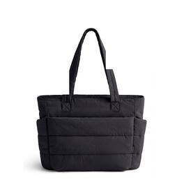 Bagsmart - Puffer 20L Large Tote, Water-Resistant Tote with 15.6" Laptop Compartment for Commute & Travel - Black