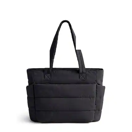 Front. Bagsmart - Puffer 20L Large Tote, Water-Resistant Tote with 15.6" Laptop Compartment for Commute & Travel - Black.