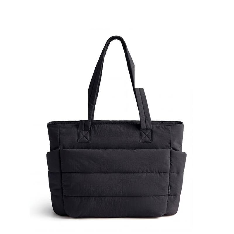 Front. Bagsmart - Puffer 20L Large Tote, Water-Resistant Tote with 15.6" Laptop Compartment for Commute & Travel - Black.