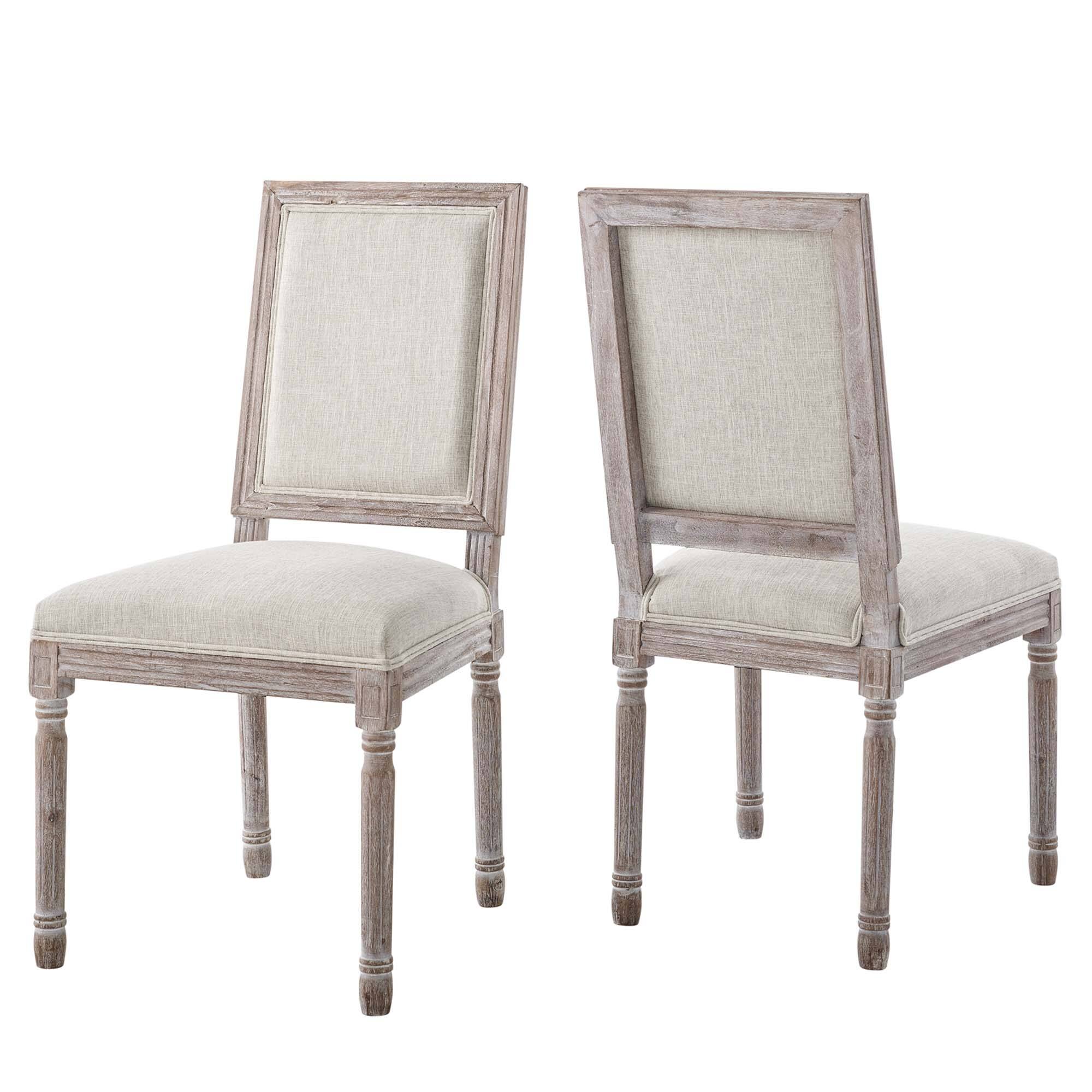 Angle. Modway - Court Upholstered Fabric Dining Side Chair Set of 2 by Modway - Beige.