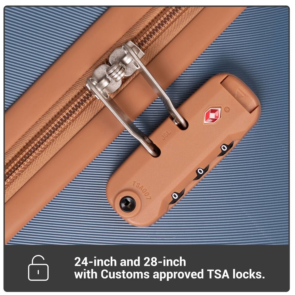 24-inch and 28-inch with Customs approved TSA locks.
