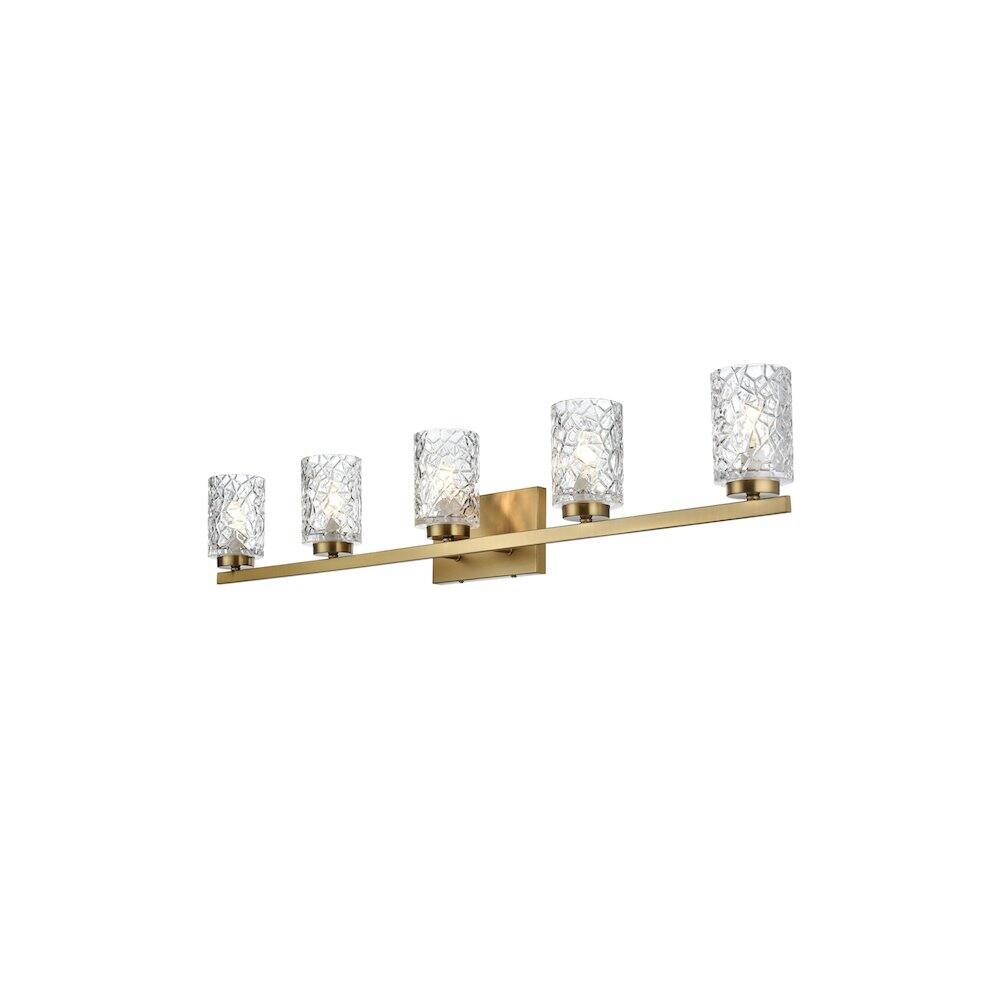 Left. Living District - Cassie 41 inch Wall Sconce in Satin Gold - Satin Gold And Clear.