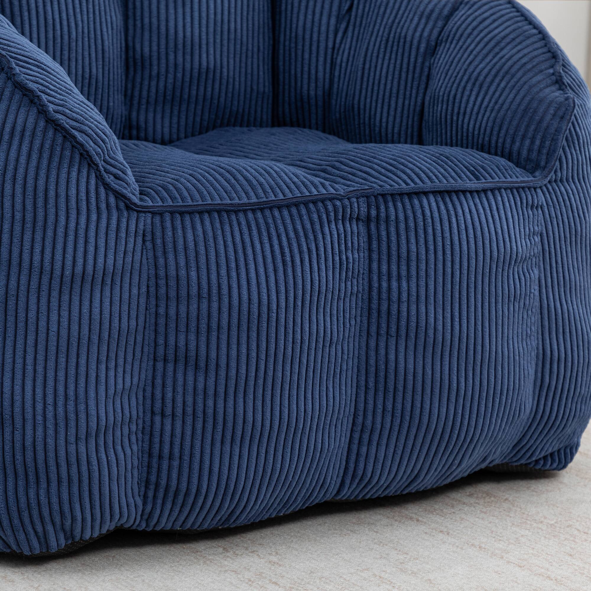 Alt View 9. GOODSILO - Large Corduroy Bean Bag Sofa Chair with Armrests for Living Room and Bedroom Comfort - Dark Blue.