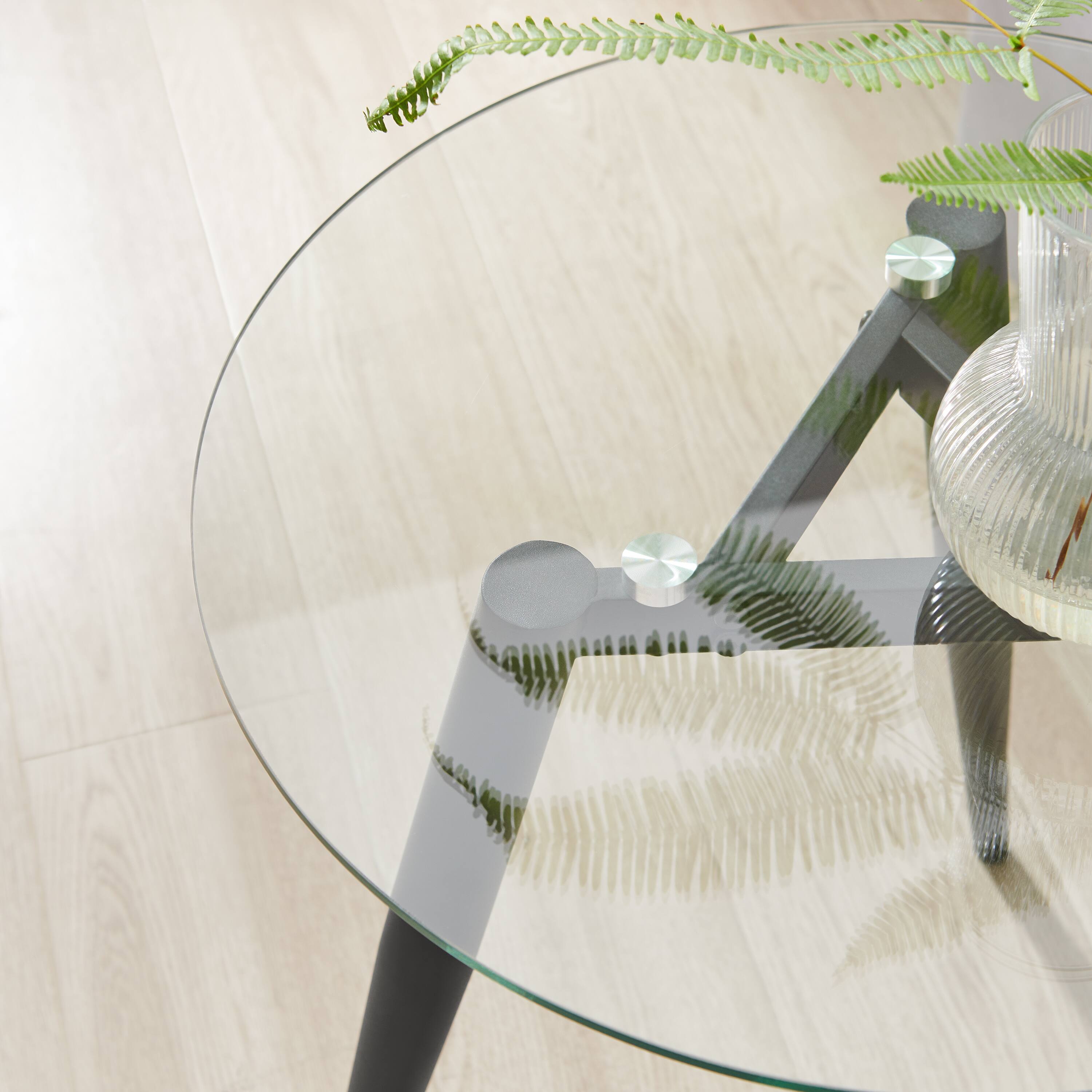 Alt View 5. Danya B - Van Beuren Side Table with Taper Legs and Clear Glass Tabletop - Black - Black, Clear.