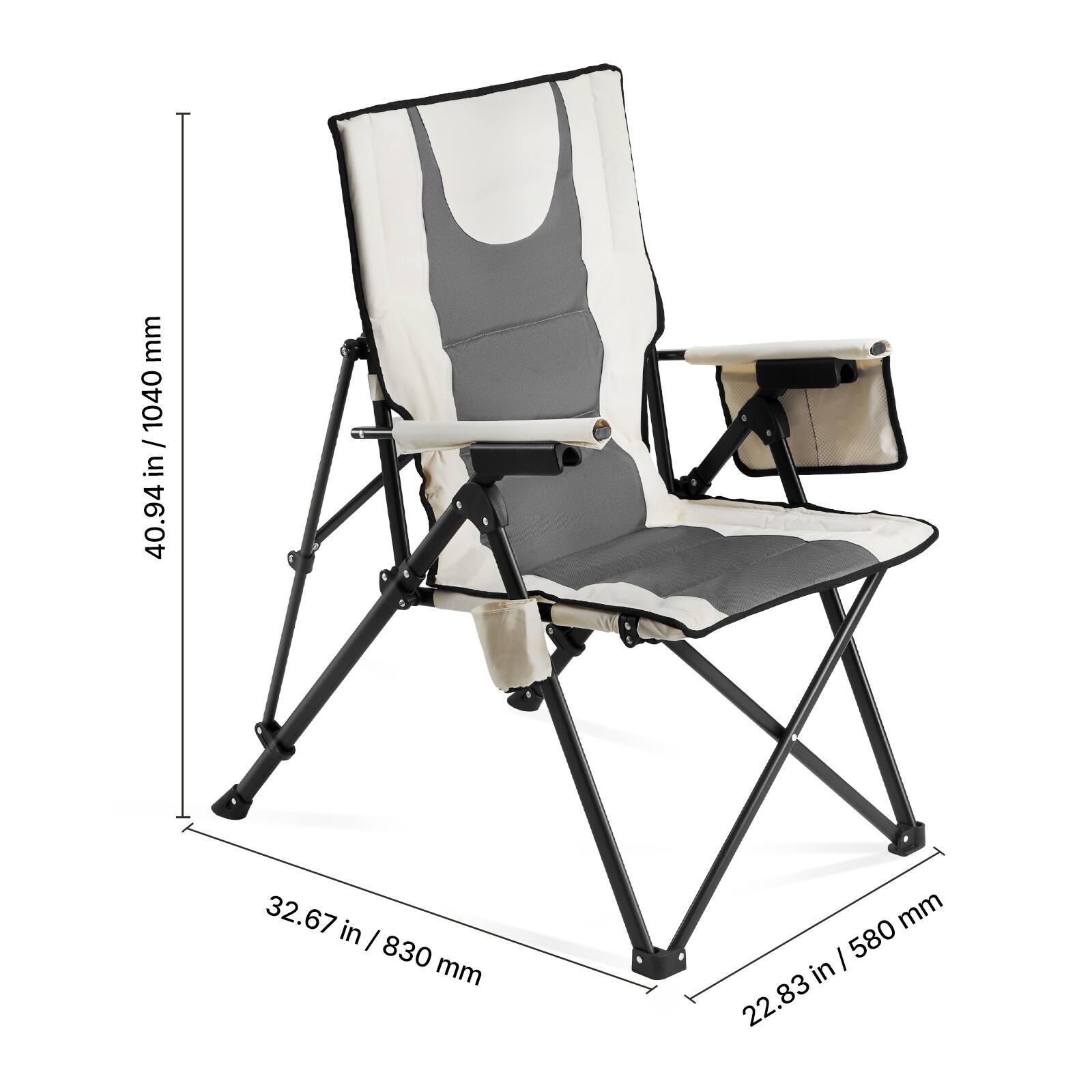 - Height: 40.94 in / 1040 mm
- Width: 32.67 in / 830 mm
- Depth: 22.83 in / 580 mm