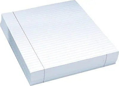 Front. Pacon - Composition Paper, 3/8" Ruling with Red Margin, 8 1/2" x 11", 500 Sheets/Pk - White.