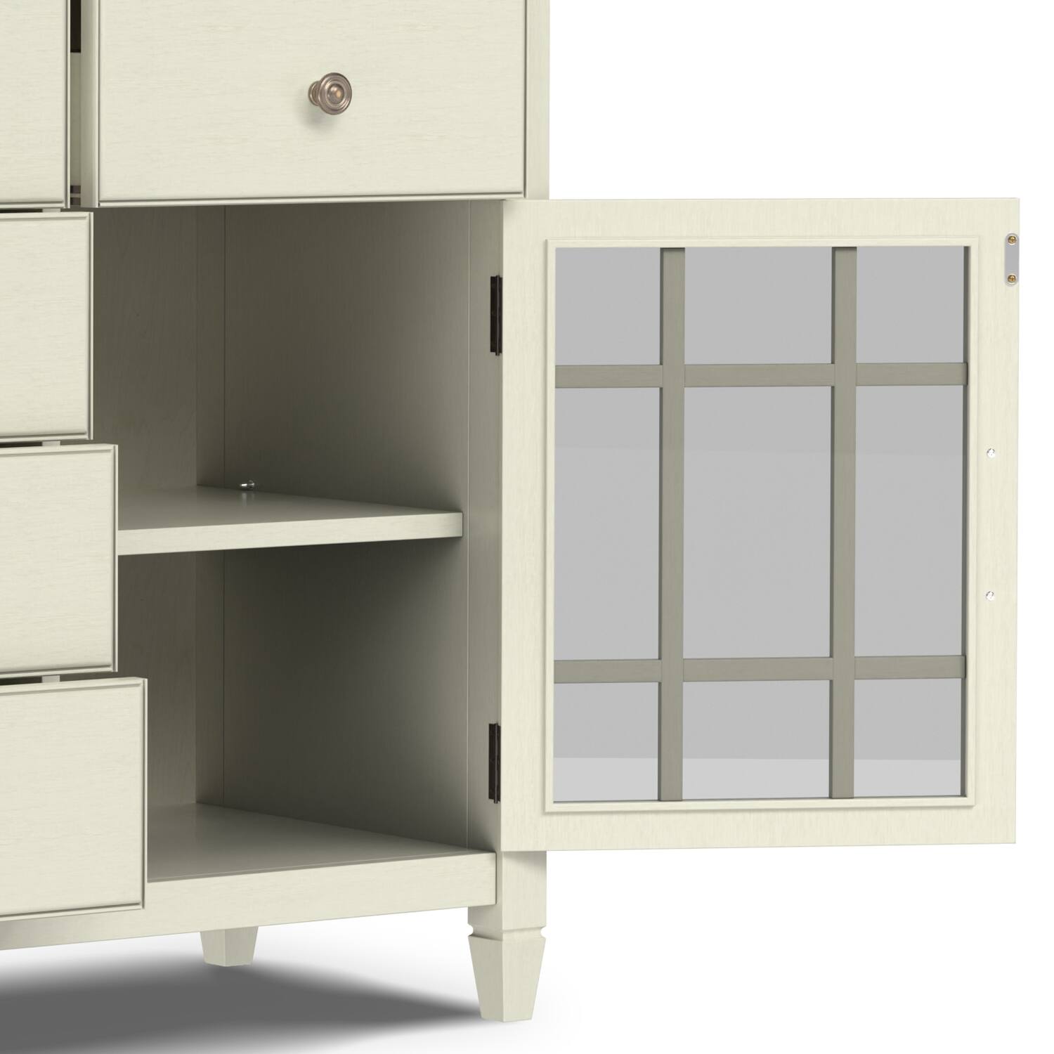 Alt View 5. Simpli Home - Connaught SOLID WOOD Sideboard Buffet in Antique White - Antique White.