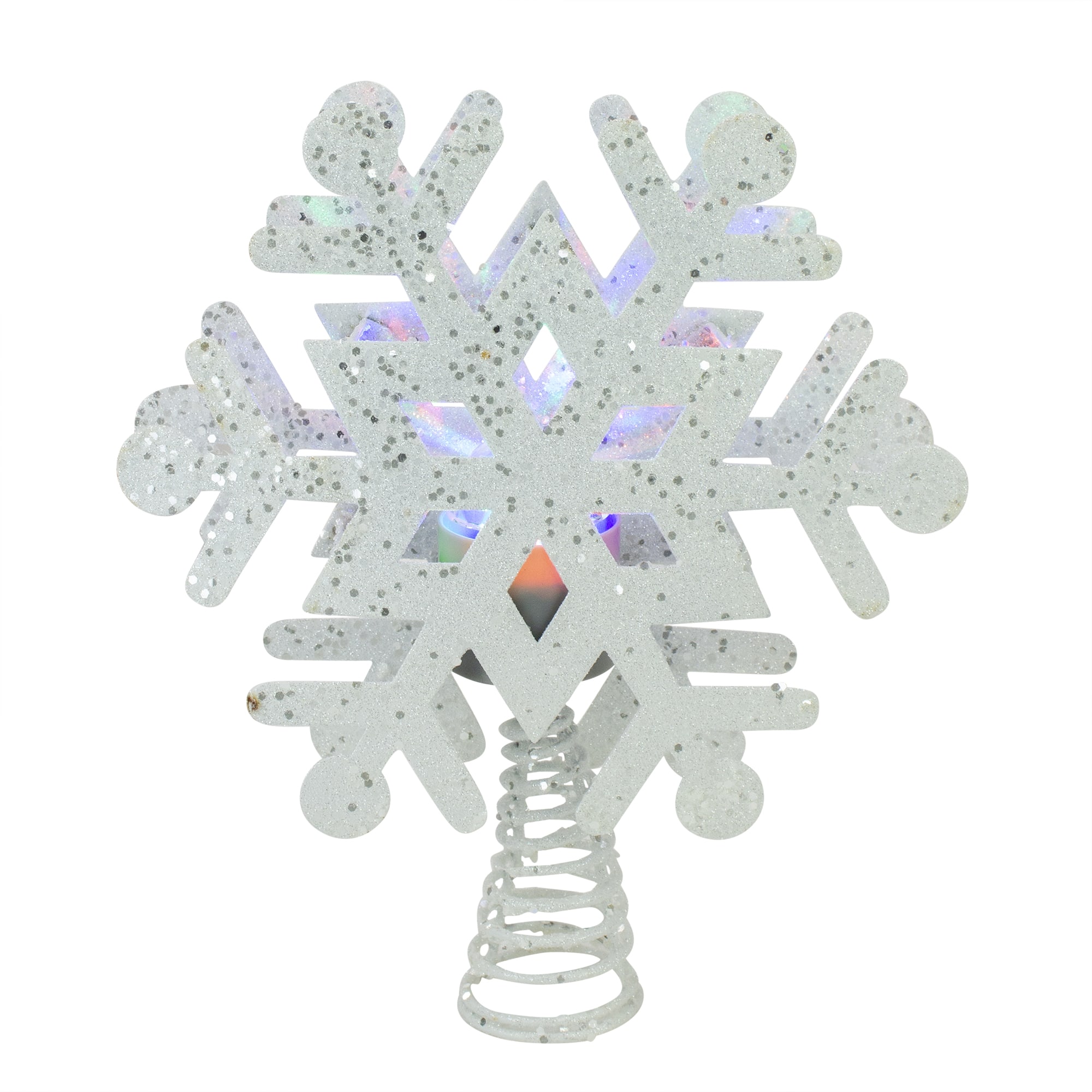Northlight - 12" Lighted Snowflake Christmas Tree Topper - Multicolor Lights - White