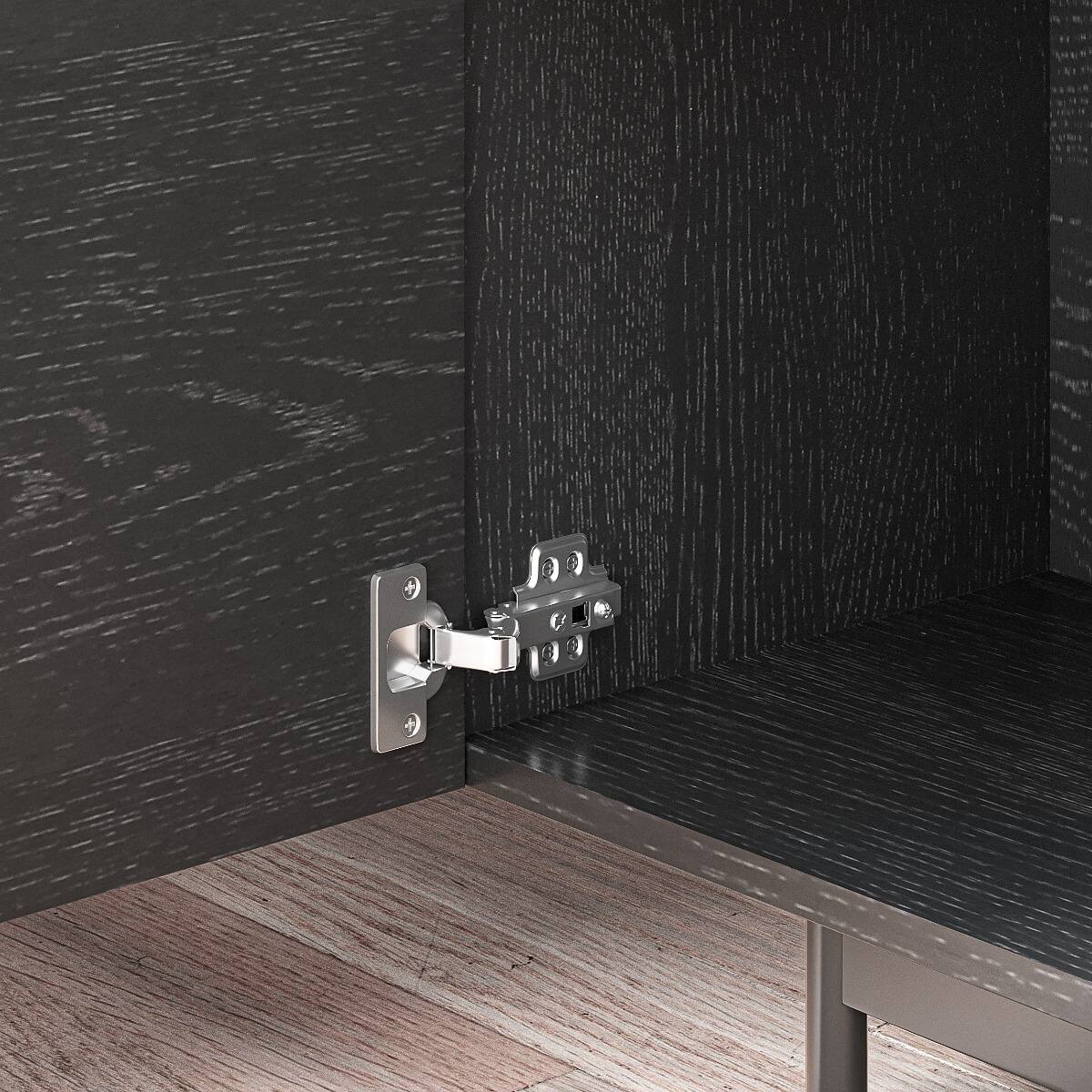 Alt View 7. POVISON - 71" Mid-Century Modern TV Stand, Minimalist Slatted Wood TV Console with Black Tall-Cast Metal Feet, Black Oak - Black.