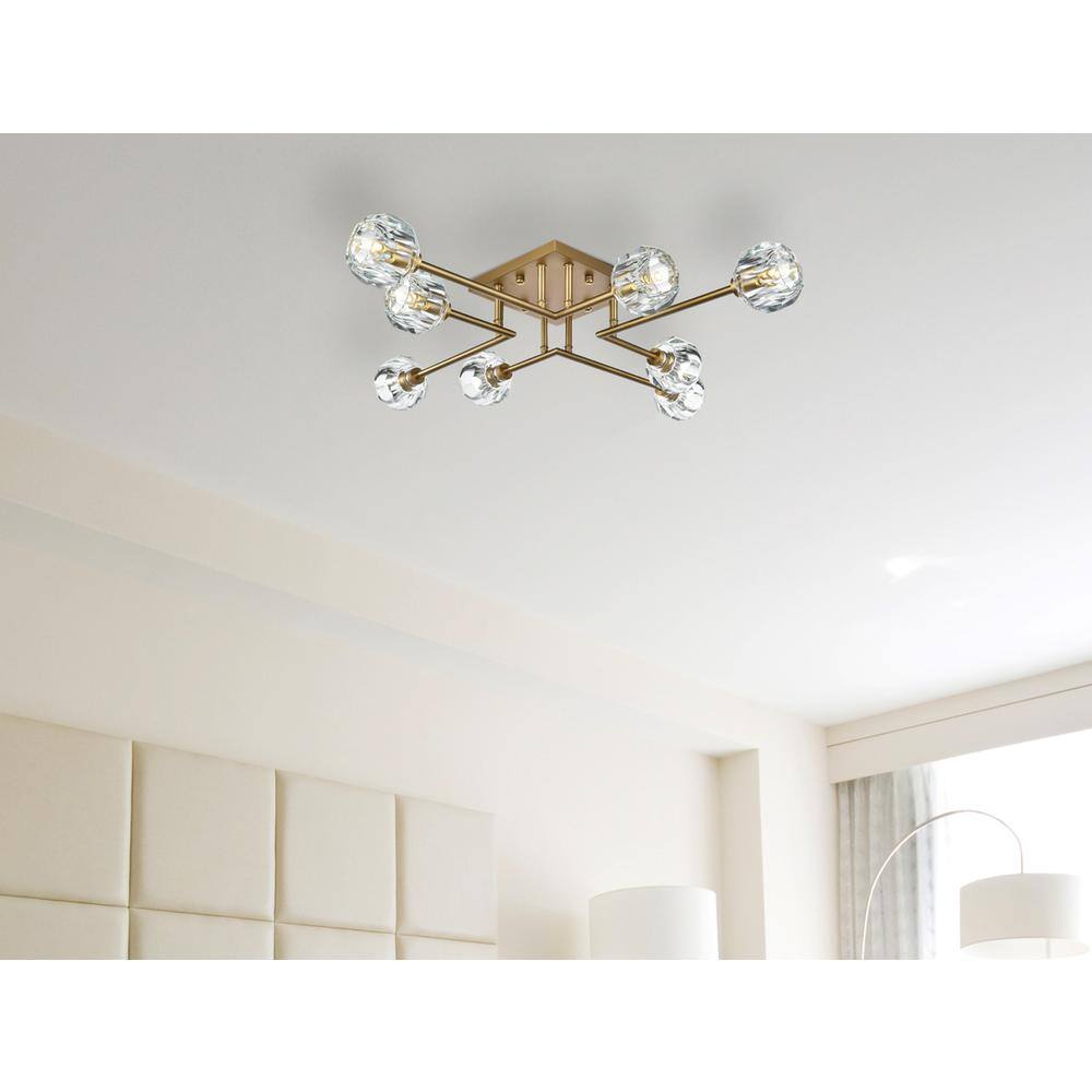 Angle. Elegant Lighting - Eren 31 inch Flush Mount in Satin Gold - Satin Gold.