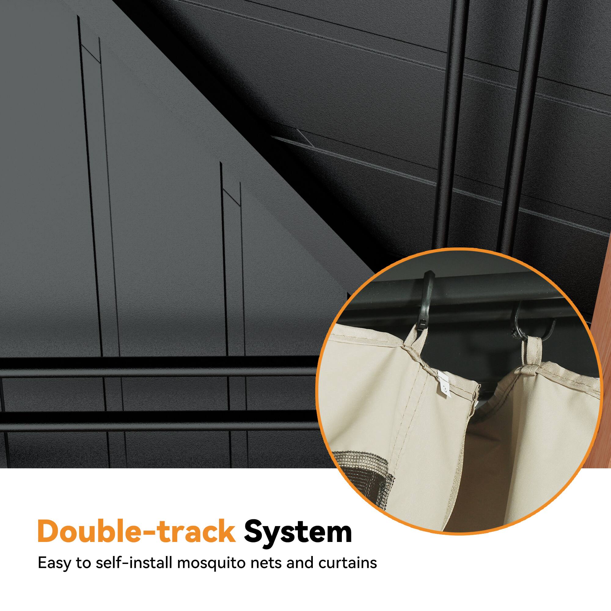 Double-track System  
Easy to self-install mosquito nets and curtains