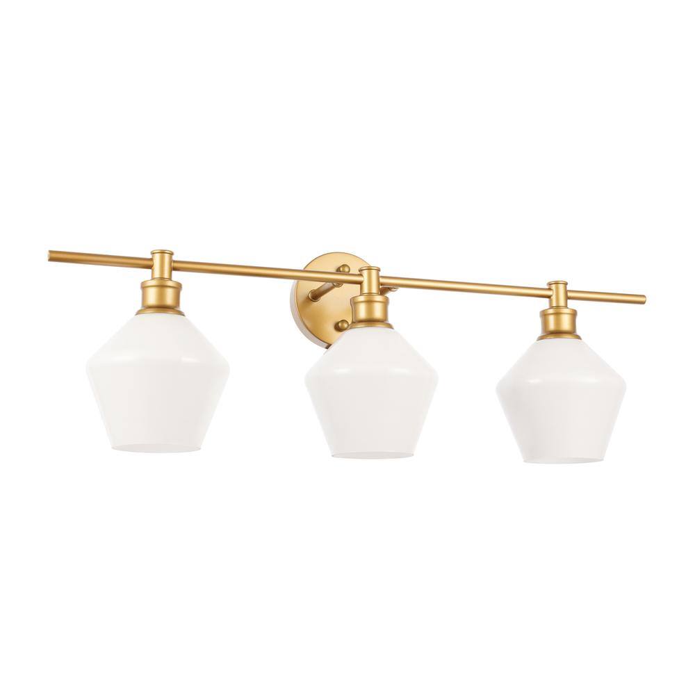 Left. Living District - Gene 3 light Brass and Frosted white glass Wall sconce - Brass And Frosted White Glass.