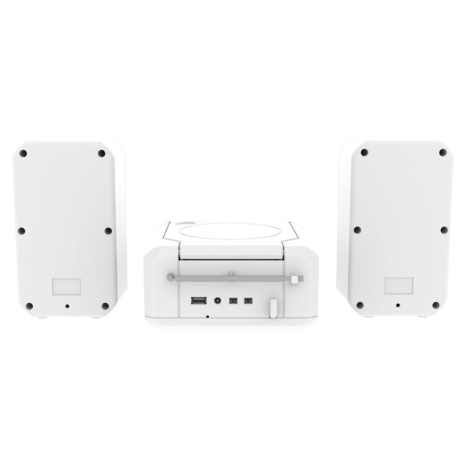 Alt View 4. Magnavox - 4W Compact Bluetooth Shelf Stereo System, External Speakers, CD Player, AM/FM Radio, Alarm Clock, Aux, Remote - White.