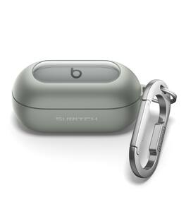 SURITCH - Headphone Case for Beats Solo Buds 2024, Protective Bumper Case with Magnetic Lok & Carabiner & Keyring & Cleaning Kit - Green