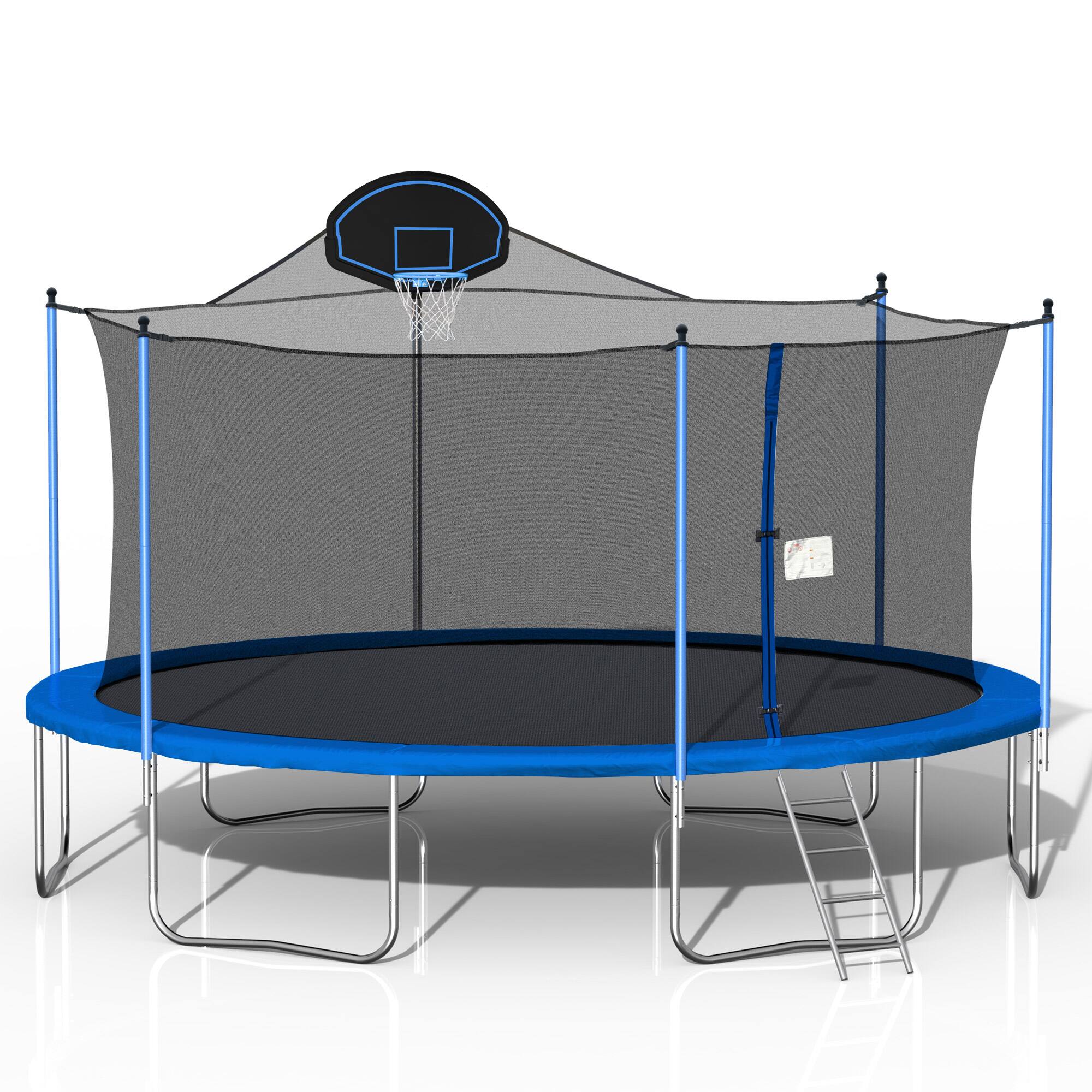 Angle. LOVMOR - Lovmor 16 FT Trampoline with Basketball Hoop and Ladder Recreational Trampoline for Adults.