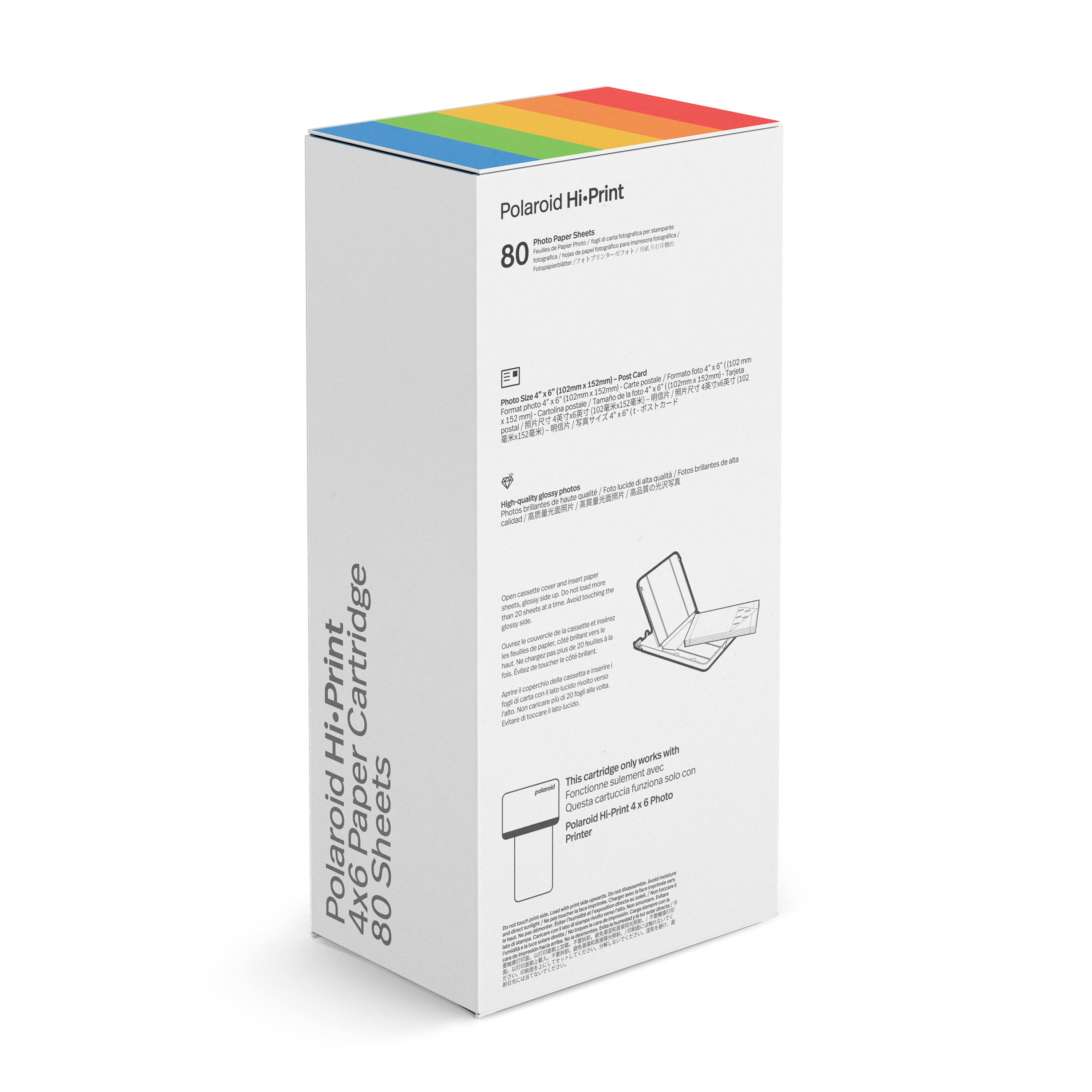 Polaroid Hi-Print Cartridge - Paper Sheets  
4x6 80  
This cartridge only works with Polaroid Hi-Print 4x6 Photo Printer