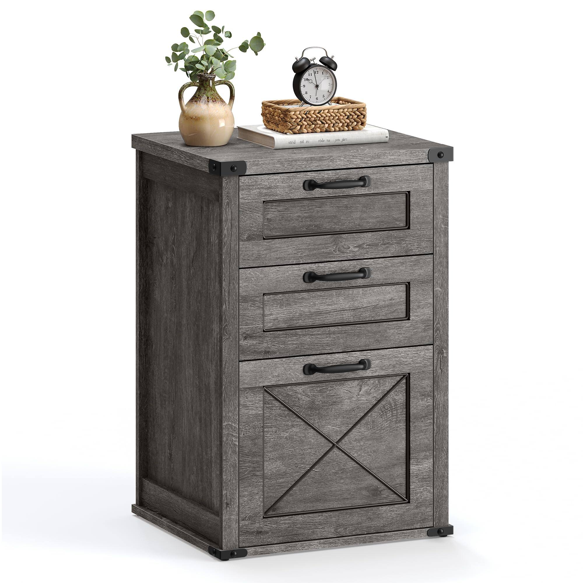 Front. Earthley Blooms - File Cabinet Filing Printer Stand Fit Letter Size Hanging Folders Farmhouse Style Home Office Honey Uofc054t41.