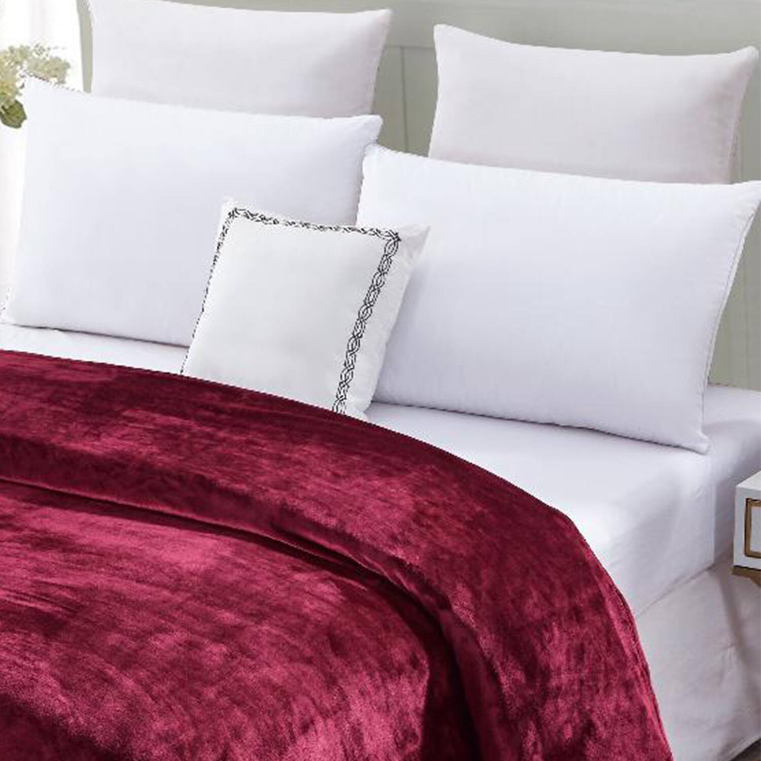 Alt View 2. Noble House - Plazatex Micro Plush Solid Parteen Soft Comfortable and Lightweight All Seasons Blanket Twin Burgundy - Burgundy.