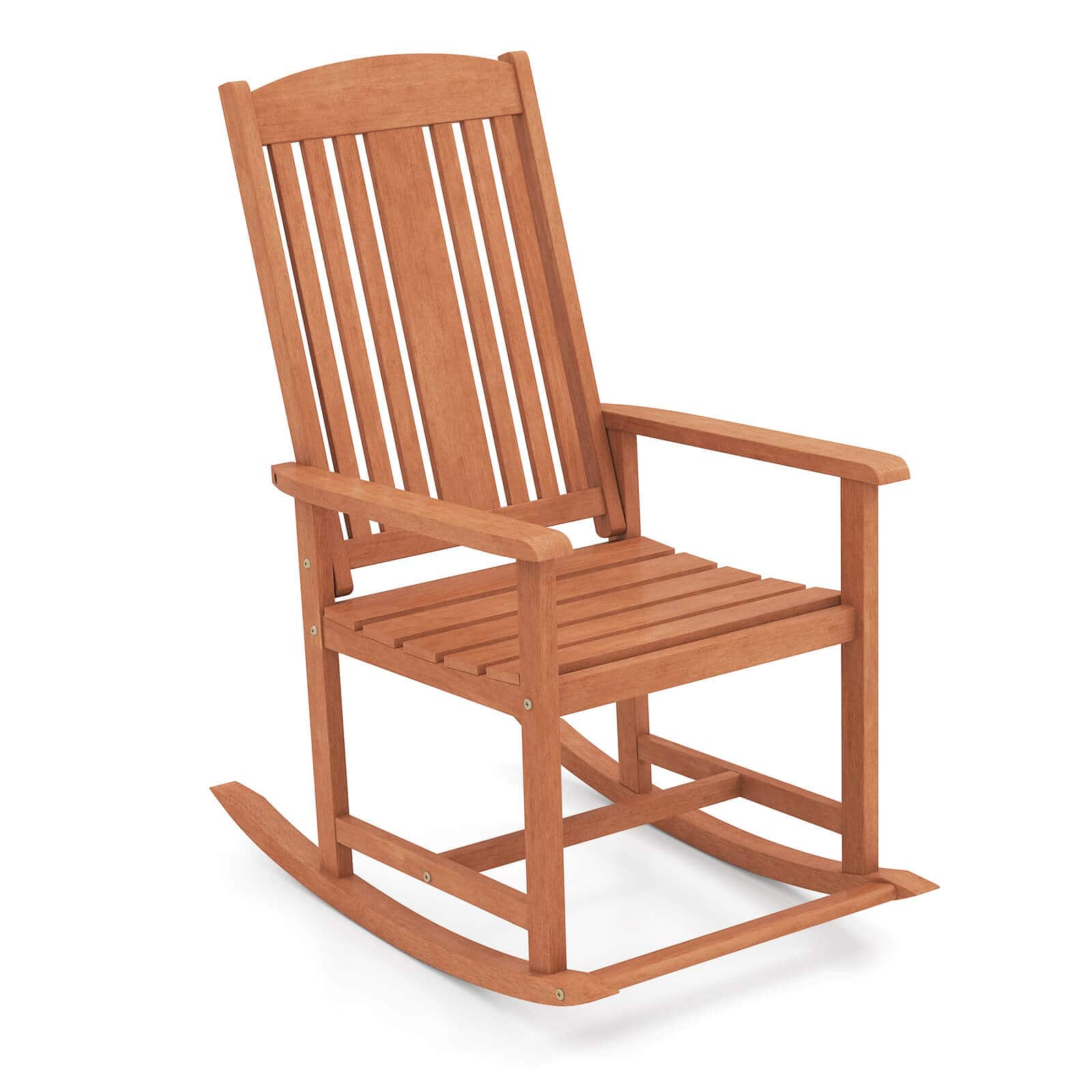 Costway - 1 PCS Outdoor Rocking Chair with Slatted Seat Wide Armrests and Footrest for Patio - Natural