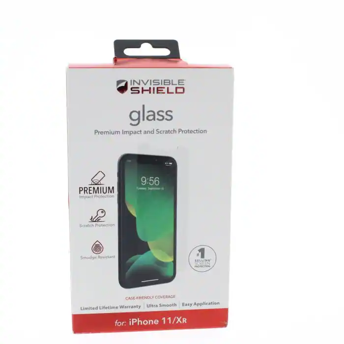 INVISIBLE SHIELD glass Premium Impact and Scratch Protection
9:56
Tuentay
Scratch Protection
Smudge Resistant
SELLING SCREEN PROTECTION
CASE-FRIENDLY COVERAGE
Warranty
Ultra Smooth
Easy Application
Limited Lifetime
for: iPhone 11/XR