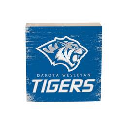 Evergreen Enterprises - Dakota Wesleyan Univeristy Tigers 6" Square Fan Chant Wood Block Shelf Sign - Multicolor