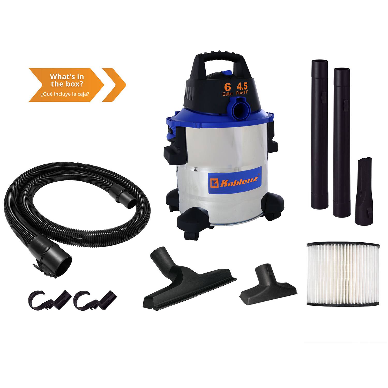 What's in the box?  
¿Qué incluye la caja?

6 4.5  
Gallon Peak HP

Koblenz