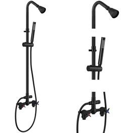 Dazzed Corner - Wall Mount Outdoor Shower Kit,Outdoor Shower Fixtures Faucet System - Black
