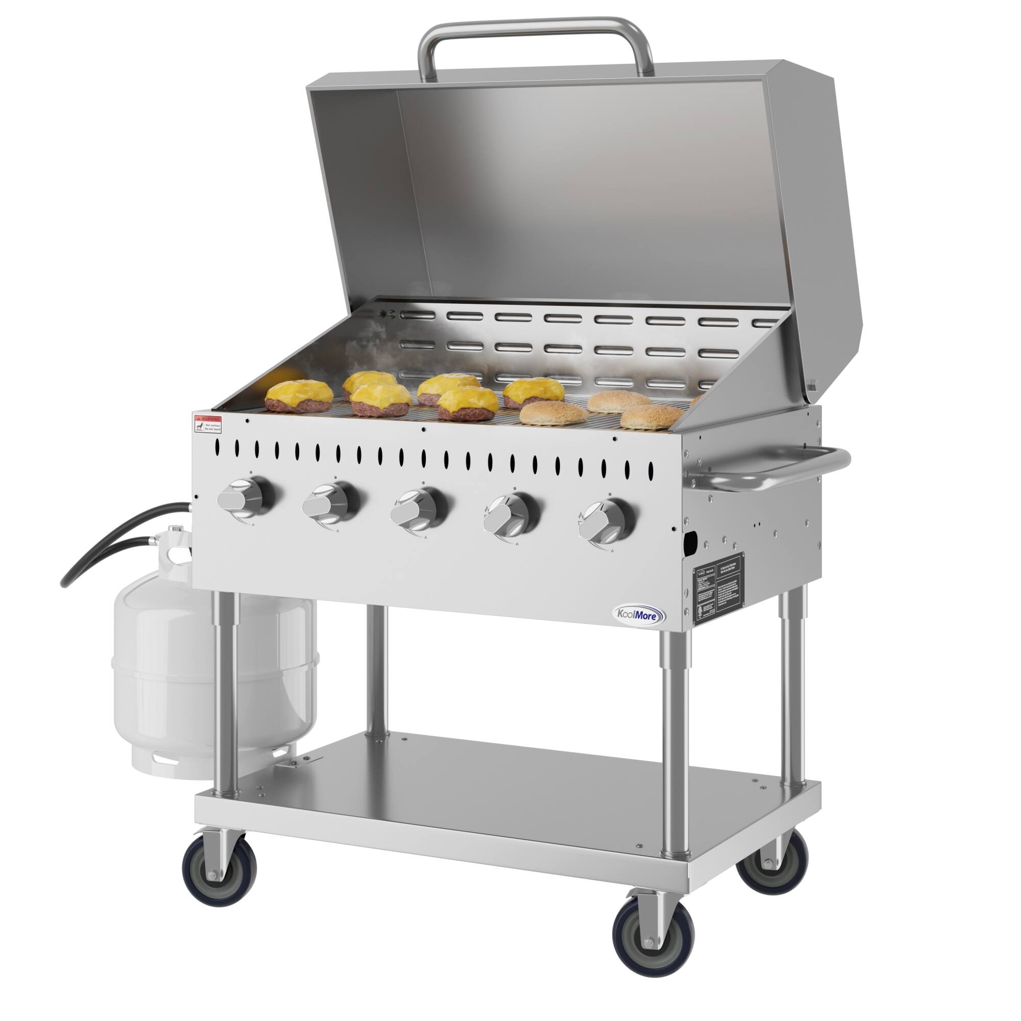 Angle. Koolmore - 36 in. Commercial Outdoor Propane Gas Grill With Roll Dome Cover in Stainless-Steel (CGKIT3-36D) - Stainless Steel.