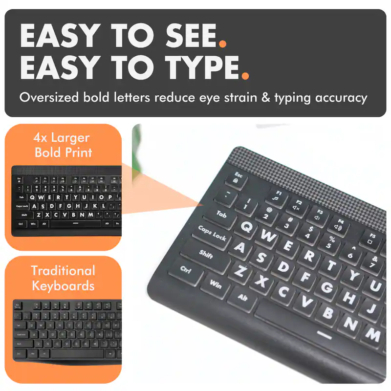 X9 Performance Backlit Large Print Keyboard Easy to See Oversized ...