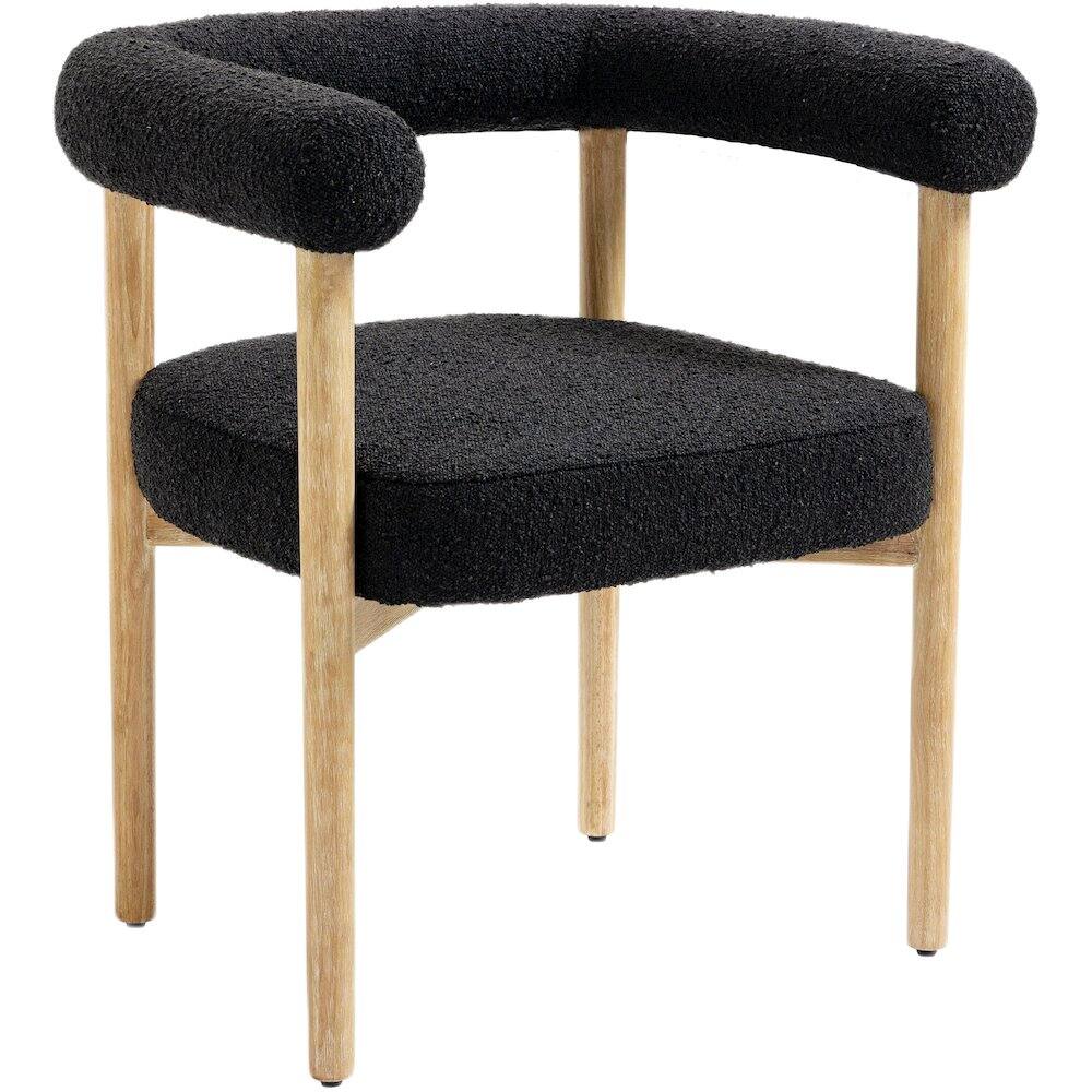 Front. Meridian Furniture - Hyatt Black Boucle Fabric Dining Chair - Black.