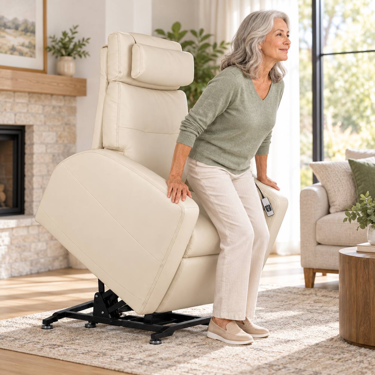 Alt View 4. Human Touch - Human Touch Laevo ZG Zero Gravity Recliner with Lift Assist, Heat & Vibration Massage - Cream.