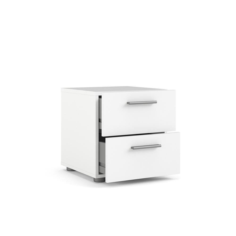 Back. FurniFact - Modern White 2 Drawer Nightstand - Stylish Bedroom Nightstand with Drawers - White.
