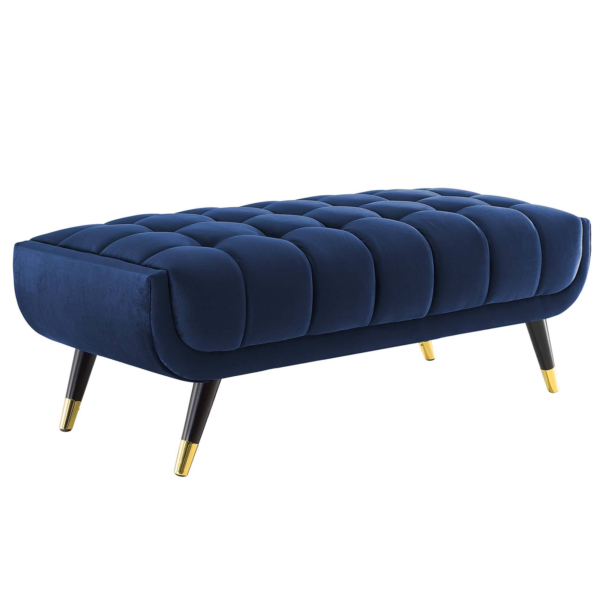 Angle. Modway - Adept 47.5" Performance Velvet Bench by Modway - Midnight Blue.