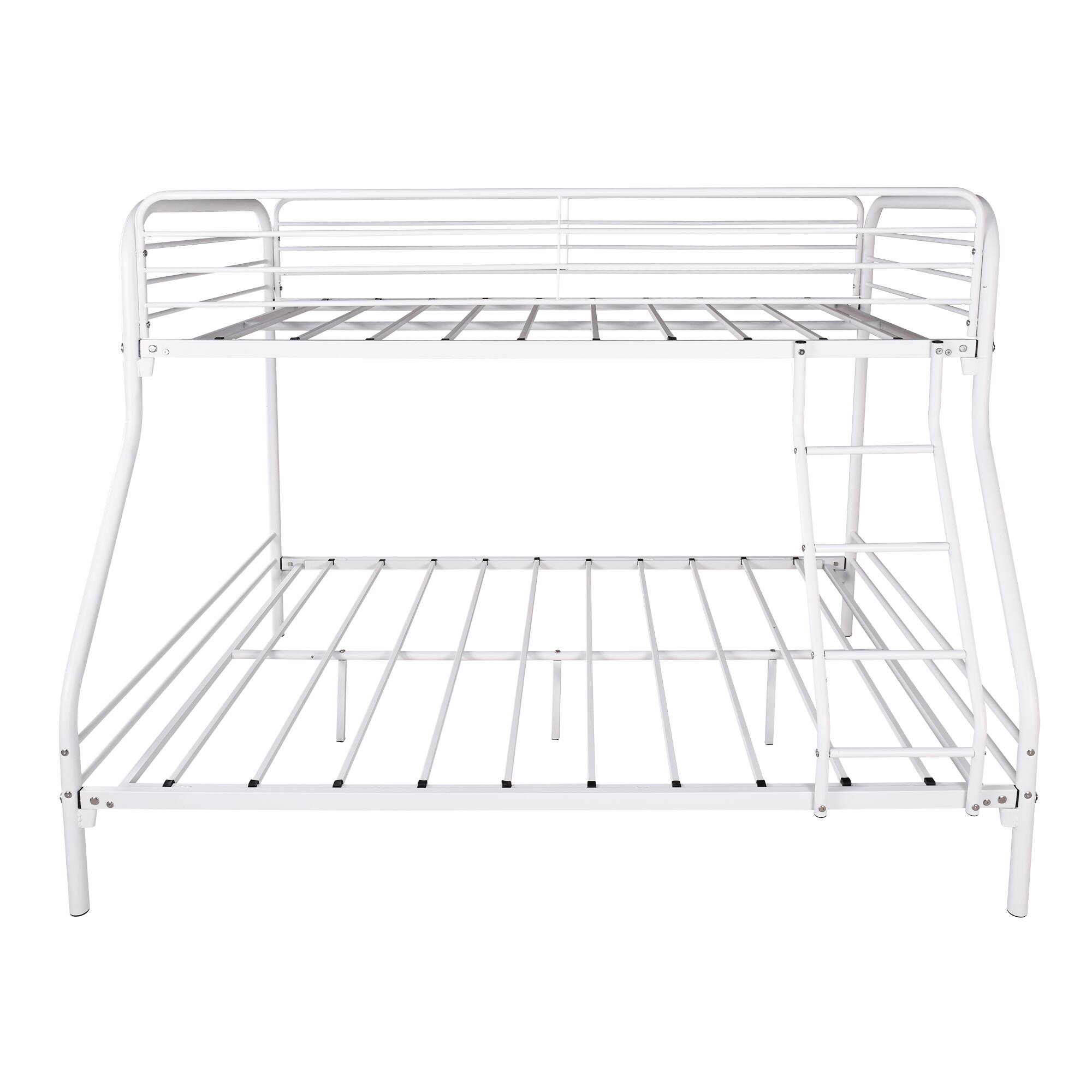 Ecooso - Twin-Over-Full Metal Bunk Bed, Heavy Duty Bunk Bed,Easy Assembly with Enhanced Upper-Level Guardrail - White