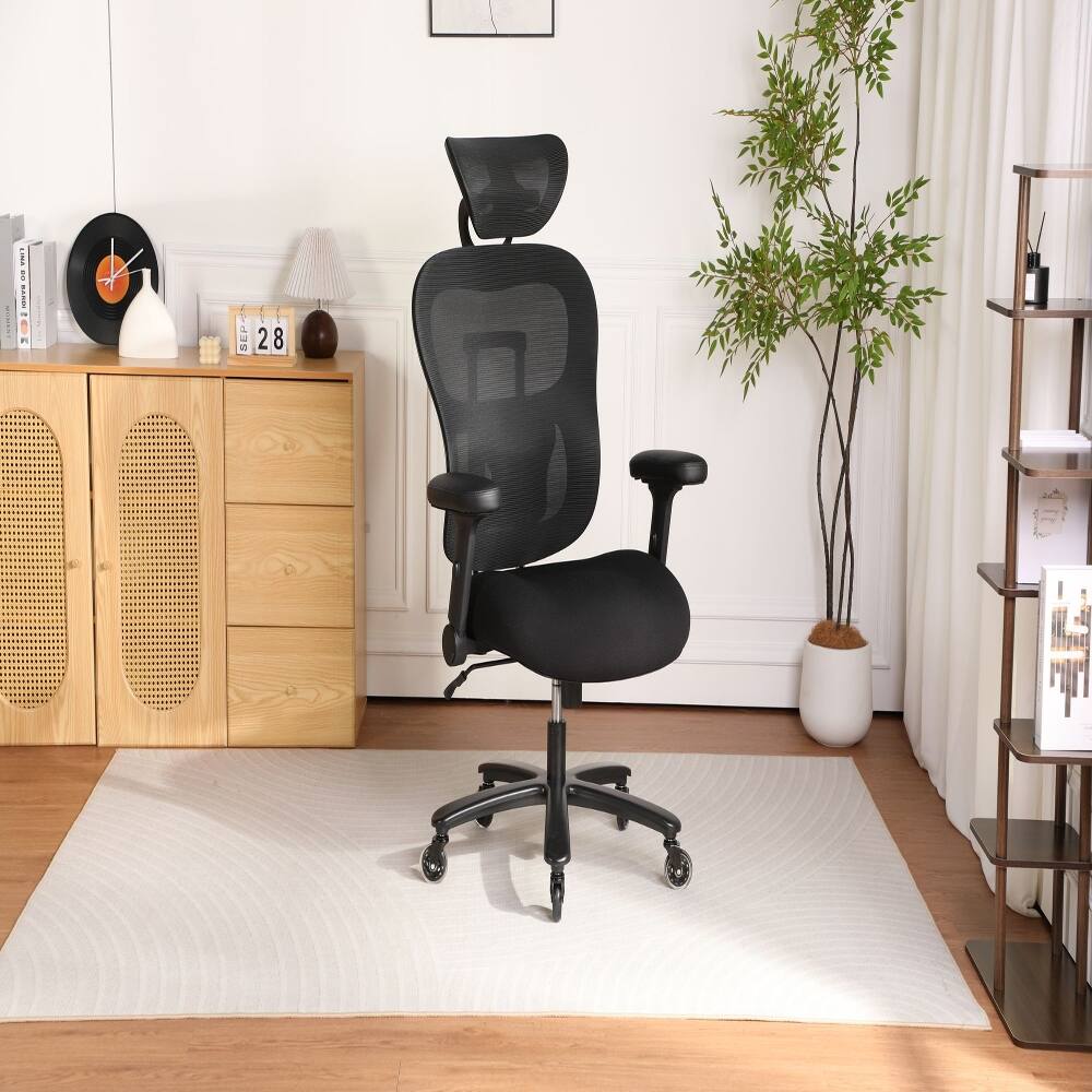 Angle. Loheer - Loheer Big and Tall Office Chair 500lbs Heavy Duty Mesh Ergonomic Gaming Chair Adjustable Lumbar Support Flip-Up Arms - Black.