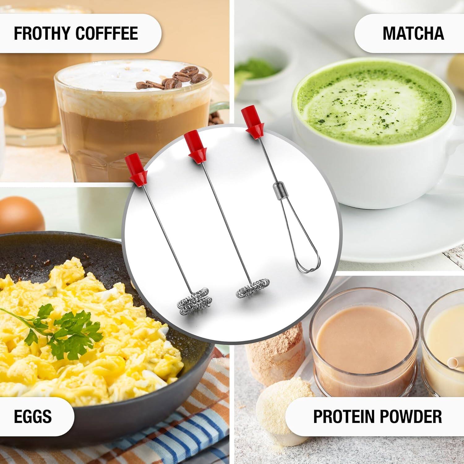 FROTHY COFFEE  
MATCHA  
EGGS  
PROTEIN POWDER