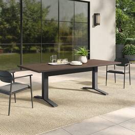 Gavelston 91" Outdoor Patio Aluminum Dining Table by Modway - Gray Wash Charcoal Gray