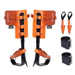 VEVOR - Tree Climbing Spikes, 1 Pair Alloy Steel Climbing Spurs, 350lbs Load Capacity Tree Climbing Gear with Straps - Orange
