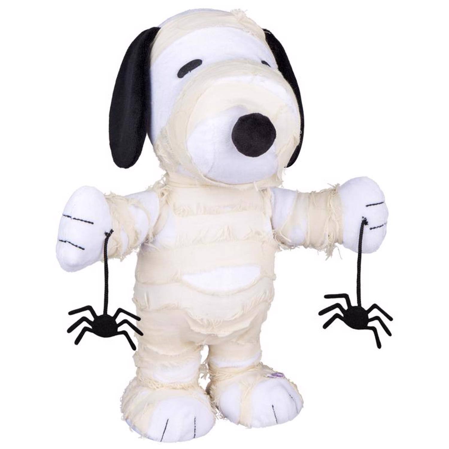 Front. Gemmy - Gemmy Animated Musical Plush Halloween Snoopy in Mummy Costume Halloween Decor - White | Black.
