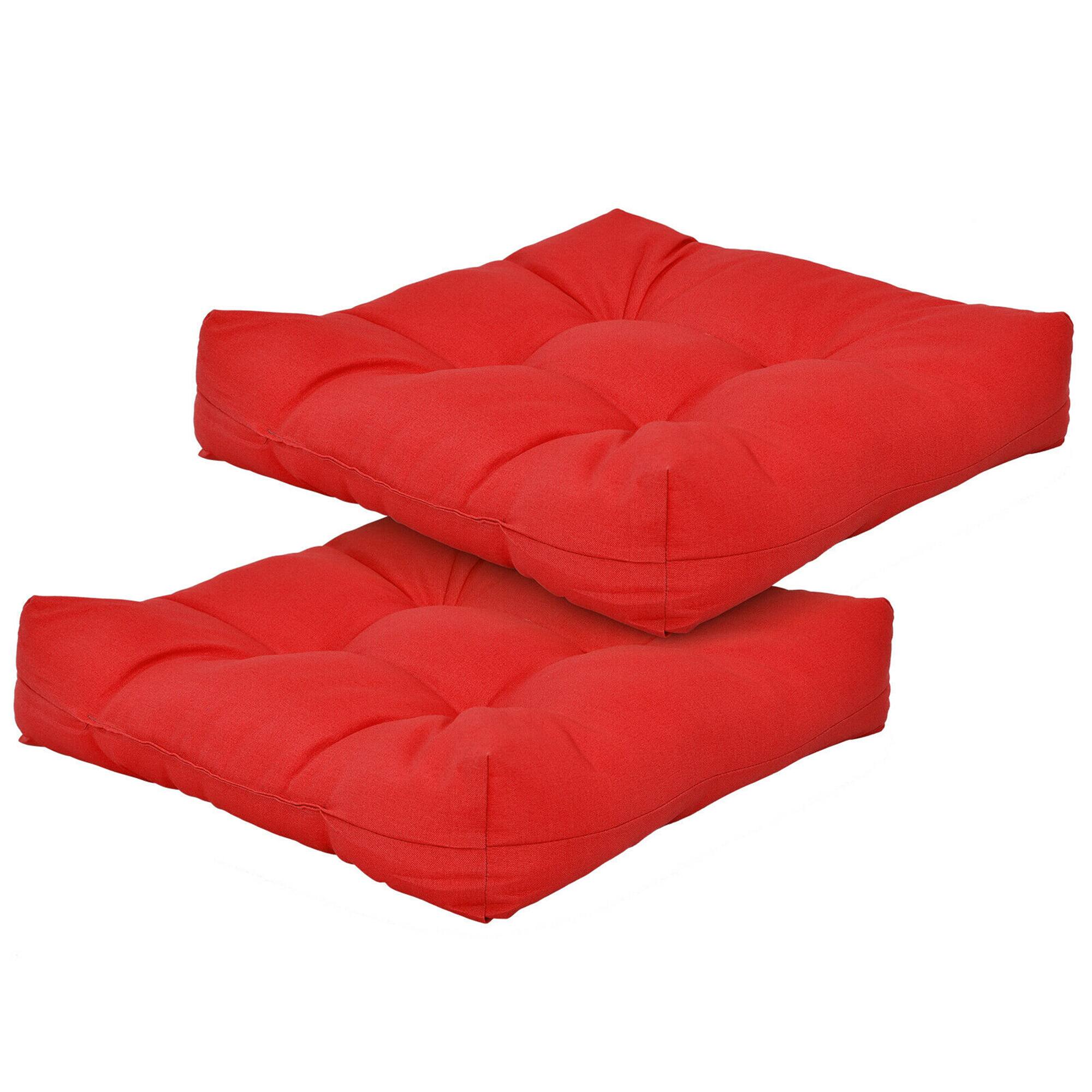 Alt View 4. Gymax - Gymax Set of 2 Square Seat Chair Cushion Pad Waterproof Indoor Outdoor Red - Red.