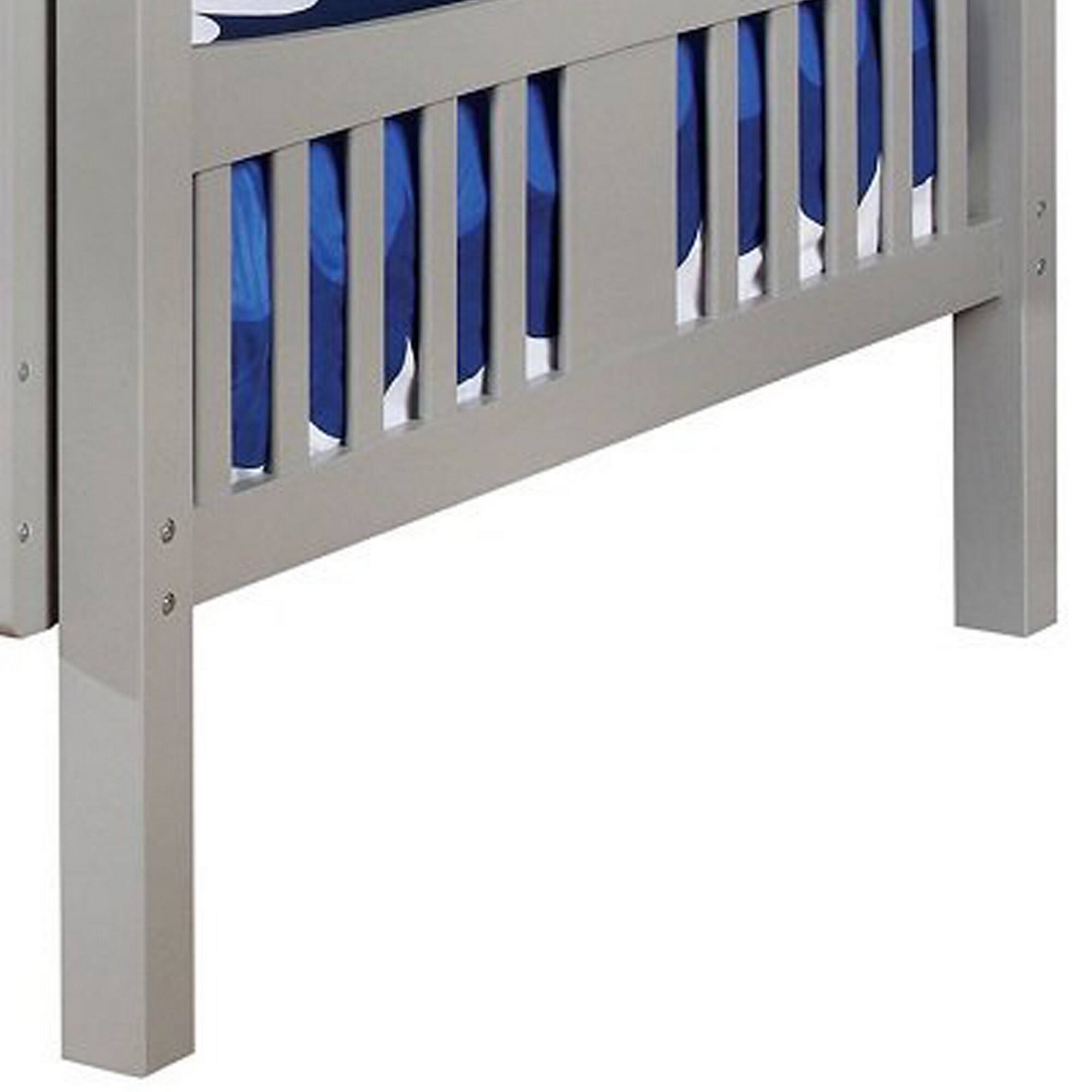 Alt View 1. Manhattan Lane - Slatted Full Over Full Bunk Bed with Attached Ladder, Gray - Gray.