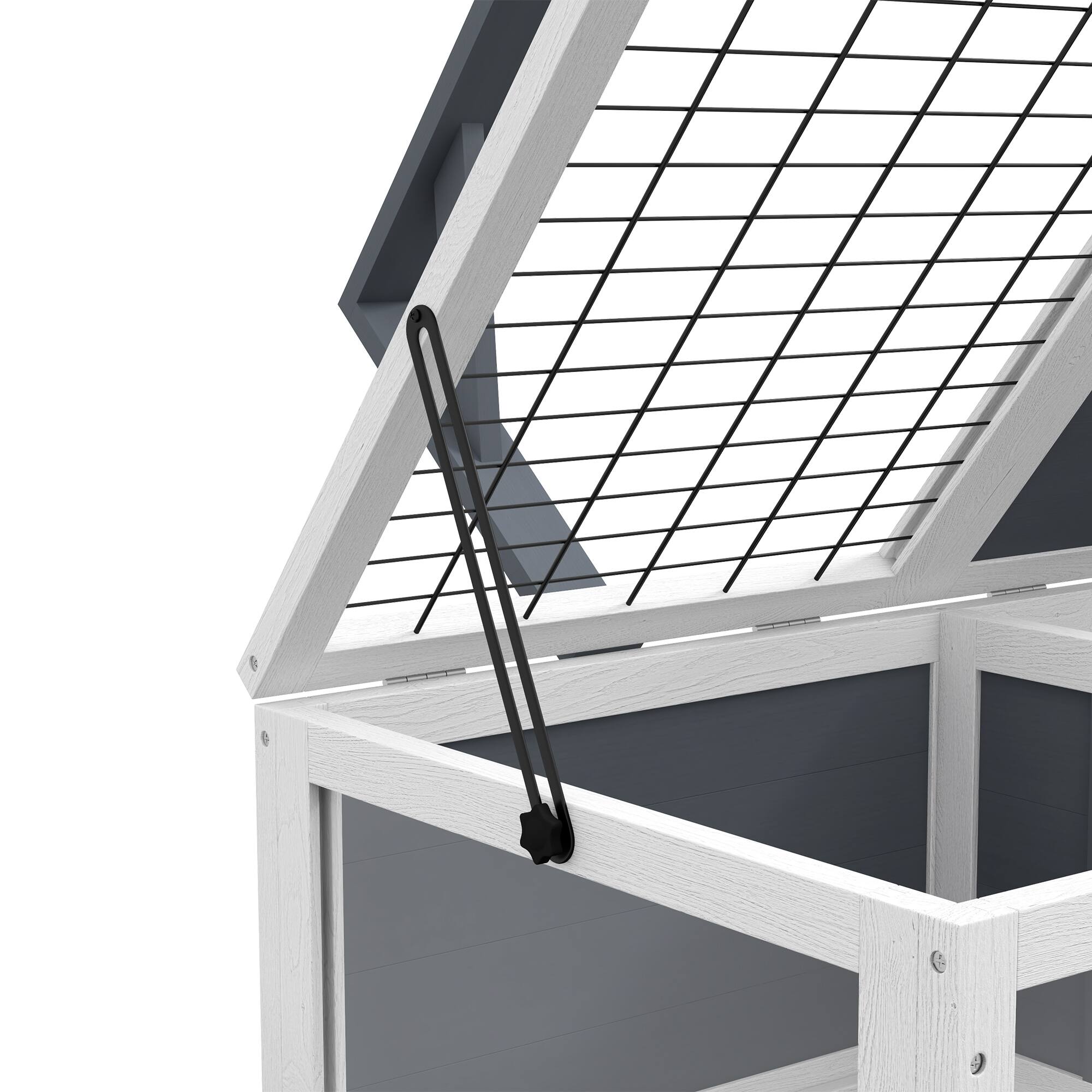 Alt View 5. Pawhut - Tortoise Habitat, Wooden Tortoise House, Indoor Outdoor Enclosure with Lamp Holder, Pull-out Waterproof Trays.