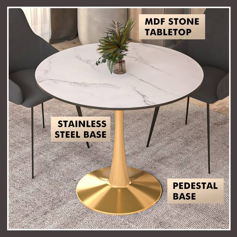 MDF Stone Tabletop  
Stainless Steel Base  
Pedestal Base