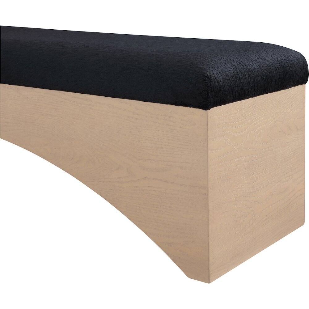 Alt View 4. Meridian Furniture - Lawson Black Velour Fur Fabric Bench - Black.